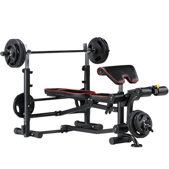 必一运动 BK3011多功能卧推架举重床综合训练器健身器材 BK3011+60KG杠铃片+1.8米杆