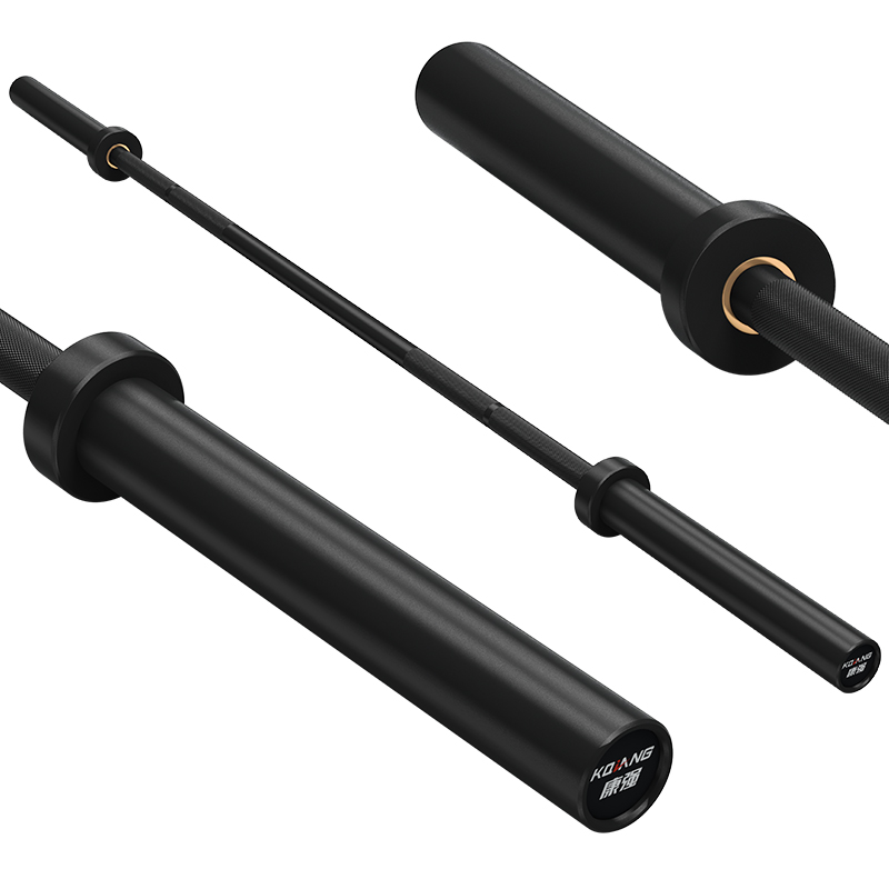 必一运动杠铃杆硬铬陶瓷镀黑彩色男士女士举重训练杆八轴承2.2M奥杆 E5炫酷黑承重500LB